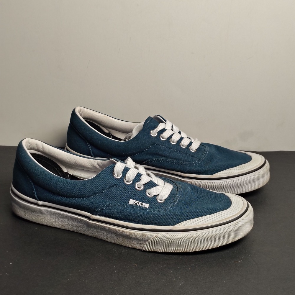 Vans Mens Era Size 8.5 Blue Canvas Low Top Lace Up Skater Sneakers 721454